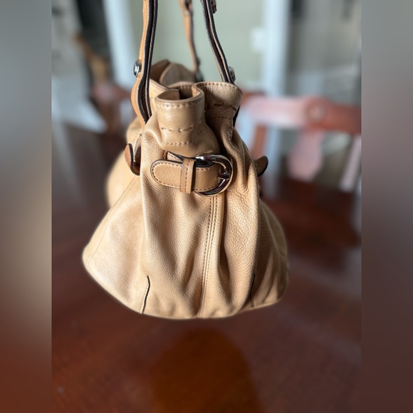 B. Makowsky Drawstring Hobo Leather Satchel Bag - Picture 6 of 13